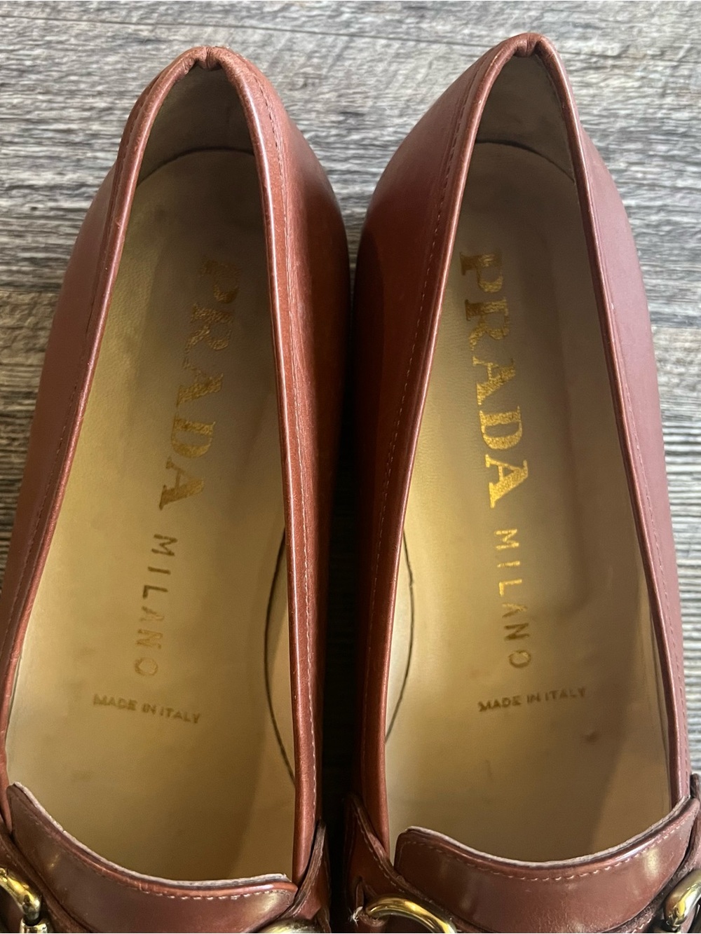Prada Chestnut Leather Horsebit Loafers for Women Size 6 - Picture 11 of 14